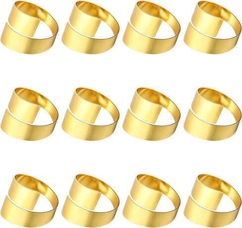 Hoop Napkin Rings Set of 12 Stainless Steel Gold Napkin Holder Metal Napkin Ring for Dinner Party Wedding Banquet Buffet Table (Gold, Set of 12) in Saudi Arabia