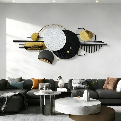 Ironelle مجردة جدار الفن المعدني الحديث منحوتات الجدار المعدنية كبيرة 59 "× 25" 3D محكم جدار ديكور أسود لغرفة المعيشة غرفة نوم مكتب المطبخ مدخل غرفة الطعام الجدار شنقا ديكور in Kuwait