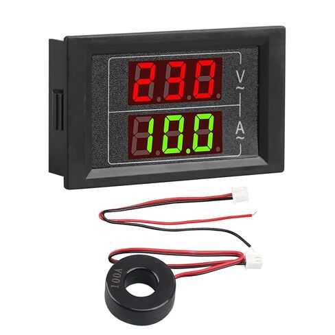 AC 60V-500V 100A LED Digital 2 Wire Voltage Amperage Tester Gauge with Current Transformer Red Green Display 1Pcs in Saudi Arabia