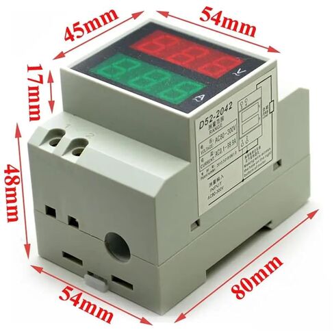 D52-2042 Digital Voltmeter Ammeter Din-Rail Dual Display AC80-300V AC0-100A Volt Gauge Tester 1Pcs in Saudi Arabia