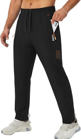 ZENGVEE Men's Sweatpants with Zipper Pockets Open Bottom Athletic Pants for Jogging Workout Gym Running Training in Kuwait