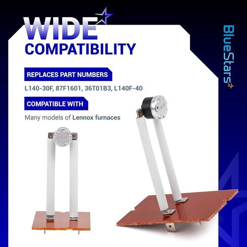 BlueStars 87F16 Furnace Primary Limit Switch up to 140°F - Compatible with Lennox furnaces - Replaces 87F16 87F1601 L140-30F 36T01B3 in Saudi Arabia