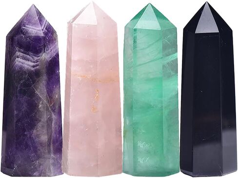 Natural Stone and Crystals Point Wand Reiki Healing Stone Rose Quartz Amethyst Home Decor Mineral Stones Crafts Crystal Amethyst Point 4-5cm 10pc in Saudi Arabia