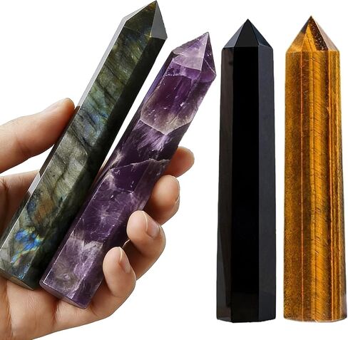 Natural Stone and Crystals Point Wand Reiki Healing Stone Rose Quartz Amethyst Home Decor Mineral Stones Crafts Crystal Amethyst Point 4-5cm 10pc in Saudi Arabia