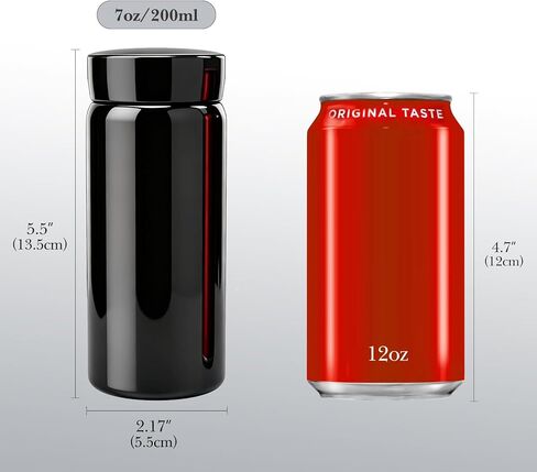 Linkidea 7oz (200ml) Mini Water Bottle, Small Vacuum Insulated Stainless Steel Water Bottle for Hot & Cold Drinks, Spill Proof Thermo Fit Handbag, Purse and Pocket (Black) in Saudi Arabia