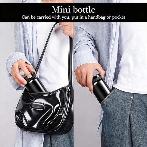 Linkidea 7oz (200ml) Mini Water Bottle, Small Vacuum Insulated Stainless Steel Water Bottle for Hot & Cold Drinks, Spill Proof Thermo Fit Handbag, Purse and Pocket (Black) in Saudi Arabia