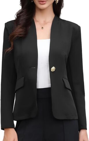 Allegra K Blazers for Women Work Office Collarless Single Breast Long Sleeve Suit Jackets Business Casual Outfits in Saudi Arabia