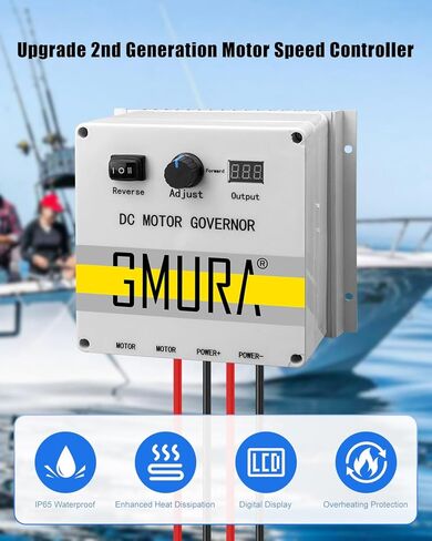 وحدة تحكم سرعة المحرك PWM المقاومة للماء من GMURA DC 12-24V 50A، مع عرض الجهد الكهربي ومقياس الجهد القابل للتعديل ومفتاح عكسي للفرامل الأمامية، لمحركات التصيد بوزن 55 رطل، ترقية الجيل الثاني in Kuwait