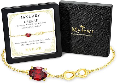 Birthstone Gold Bracelets for Women, 14K Gold Plated Infinity Charm Bracelet, Dainty Adjustable Hand Chain Jewelry, Trendy Birthday Gift for Mom, Wife or Her in Saudi Arabia
