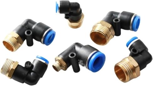Copper Hose Air Pipe Pneumatic Quick Connector 90 Degree L-type Right Angle Elbow Plugs PL8-02/10-03mm 1Pcs(PL6-03) in Saudi Arabia