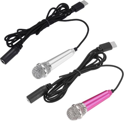 MECCANIXITY 2 Pcs Mini Microphone, Mini Mic Tiny Microphone Phone Type C Mic Small Microphone for Record Phone Voice, Gold/Blue in Saudi Arabia