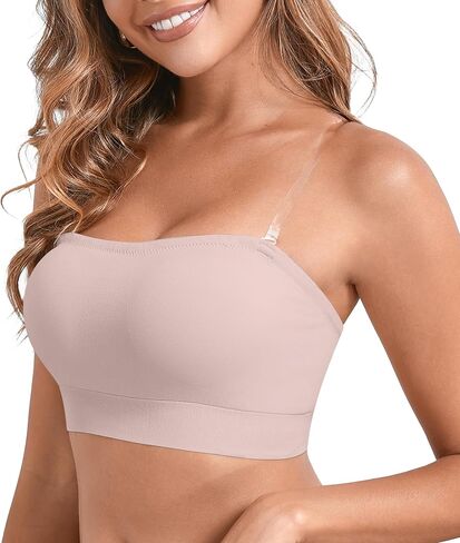 DEANGELMON حمالات الصدر للنساء الراحة عدم الانزلاق مبطن Bralette الأشرطة واضحة اللاسلكية صديرية دائرية الصدرية in Kuwait