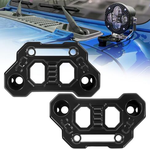 Wrangler JL Light Bar Mounting Bracket، Gladiator JT Hood Light Mount A-Pillar LED Pod Light Bracket، خندق ضوء بين قوسين متوافق مع 2018-2024 Jeep Wrangler JL JLU 4xe Gladiator JT Accessories in Kuwait