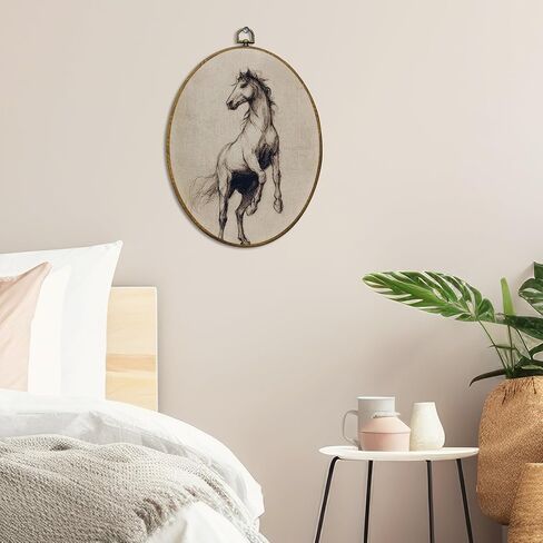 qzqe خمر هافاني الكلب جولة جدار الفن الديكور مؤطرة، الظلام مودي Cottagecore الكلب دائرة قماش يطبع، ريفي مزرعة البلد الحيوان التعميم الجدار شنقا ديكور للمنزل غرفة نوم غرفة المعيشة، 10x10 بوصة in Kuwait