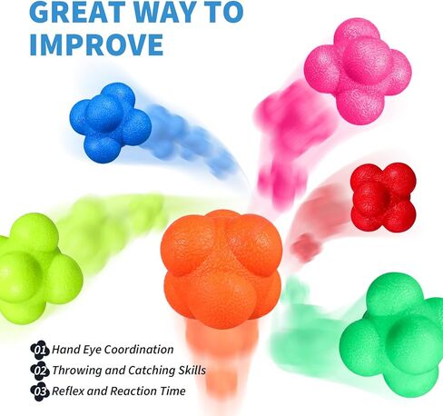 SEWACC 6 Pack Reaction Ball Set for Agility Training Hand Eye Coordination Reflex Workout Bounce Ball for Baseball Tennis Basketball Exercise in Saudi Arabia