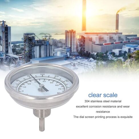 Wisecoco 3.3" Dial Stainless Steel Bimetallic Thermometer, 0-200F/-15-90C, 1% Accuracy, 1/2" NPT Back Mount in Saudi Arabia