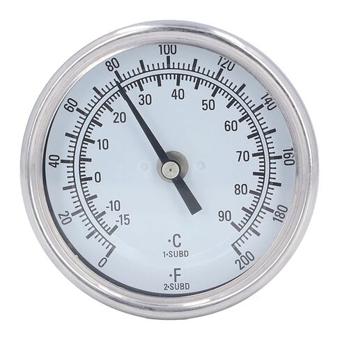 Wisecoco 3.3" Dial Stainless Steel Bimetallic Thermometer, 0-200F/-15-90C, 1% Accuracy, 1/2" NPT Back Mount in Saudi Arabia