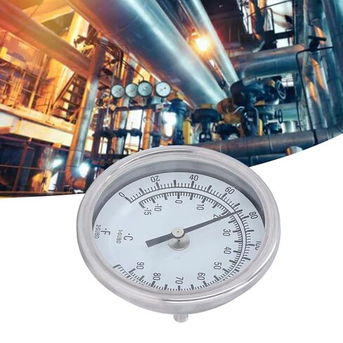 Wisecoco 3.3" Dial Stainless Steel Bimetallic Thermometer, 0-200F/-15-90C, 1% Accuracy, 1/2" NPT Back Mount in Saudi Arabia