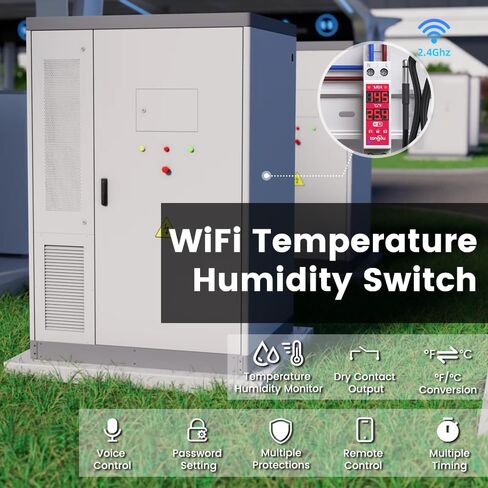 TONGOU WiFi ذكي مفتاح التحكم في درجة الحرارة والرطوبة، DIN Rail مخرج الاتصال الجاف، Tuya/ Smart Life جهاز مراقبة درجة الحرارة عن بعد للرطوبة، للخزانة الكهربائية / حاضنة الدفيئة، معتمد من لجنة الاتصالات الفيدرالية in Saudi Arabia