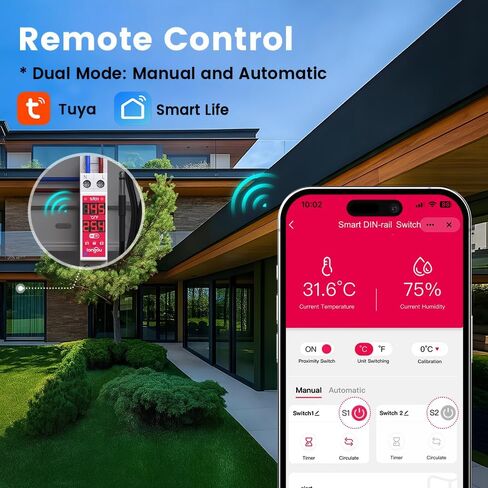 TONGOU WiFi ذكي مفتاح التحكم في درجة الحرارة والرطوبة، DIN Rail مخرج الاتصال الجاف، Tuya/ Smart Life جهاز مراقبة درجة الحرارة عن بعد للرطوبة، للخزانة الكهربائية / حاضنة الدفيئة، معتمد من لجنة الاتصالات الفيدرالية in Saudi Arabia