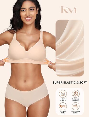 حمالة صدر KeepMyself Jelly Wireless Push Up - حمالة صدر بدون سلك بدون خياطة للنساء، حافة صدفية داعمة ومريحة للرفع وتغطية كاملة مع بطانة قابلة للإزالة - أرجواني M in Kuwait