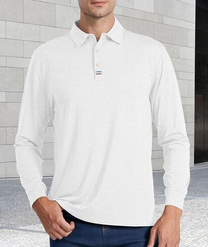 Men’s Polo Shirts Long Sleeve Moisture Wicking Golf Polo Athletic Collared Shirt Tennis T-Shirt in Saudi Arabia