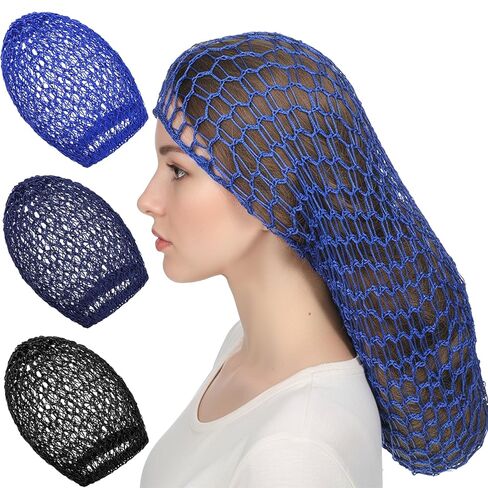 3 PCS Elastic Long Hair Nets for Sleeping, Reusable Mesh Crochet Hair Nets, Snood Hat Cover for Women Long Curly Hairs in Saudi Arabia