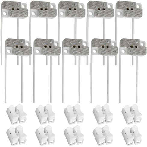 G4 GX5.3 Lamp Holder, LED Bulbs Rectangular Porcelain Socket for MR16 MR11 LED CFL Halogen Bulbs with 15cm/6" Wire Leads, with Wire Connectors (10 Pcs) in Saudi Arabia