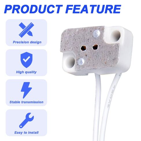 G4 GX5.3 Lamp Holder, LED Bulbs Rectangular Porcelain Socket for MR16 MR11 LED CFL Halogen Bulbs with 15cm/6" Wire Leads, with Wire Connectors (10 Pcs) in Saudi Arabia