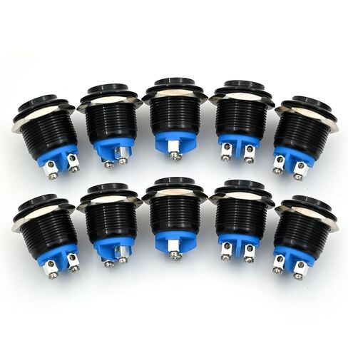Momentary Push Button Switch 19mm 1NO 2-Pin SPST High Round Cap Waterproof Aluminium Alloy High Flat Mount Screw Terminal 5Amp 12V 24V ((Pack of 10) in Saudi Arabia