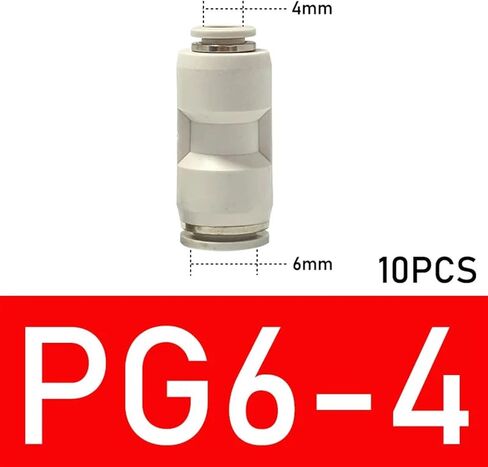 10PCS Pneumatic Fitting Trachea Quick Straight Through Reducing Connector PG6-4/8-6/10-8/8-4/10-6/12-8(PG6-4 (10PCS)) in Kuwait