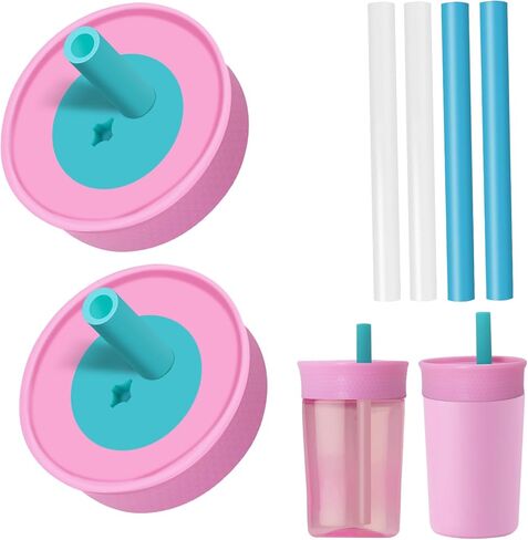 عبوتان من الأغطية البديلة لكوب أوالا للأطفال العازل بوزن 12 أونصة و15 أونصة، غطاء مقاوم للانسكاب مع 4 ماصات مرنة، خالية من البيسفينول أ، آمنة للاستخدام في غسالة الأطباق، ملحقات لزجاجة أوالا للأطفال in Kuwait