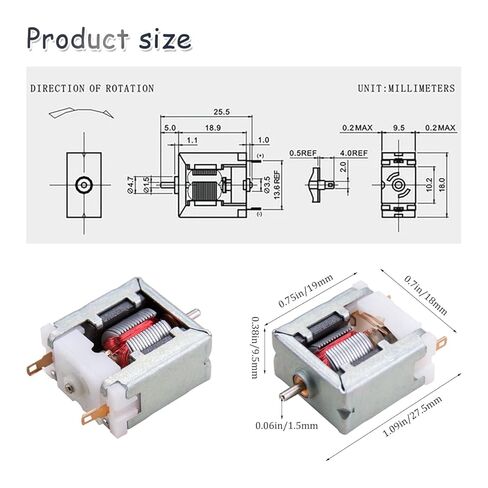 KOOBOOK 5Pcs Micro 020 DC Motor 3V 15000 RPM Mini Bare Square Motor with Carbon Brush for DIY Hobby Toy RC Train Model HO Slot Car in Saudi Arabia