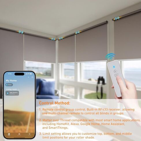 Matter Smart Blinds Motor Kit for 1.5" Shade Tube, Type C Rechargeable Roller Shade Motor, Work with Thread Low Power Consumption, Home Assistant, Alexa, HomeKit Motorized Blinds in Saudi Arabia