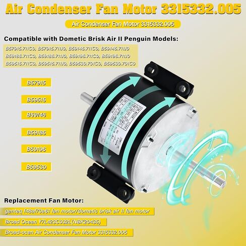 PIRIPARA 3315332.005، 3315332.005 استبدال محرك المروحة لمحرك مروحة genteq F48AF70A61، متوافق مع محرك مروحة Dometic Brisk Air II، استبدال OEM لـ Dometic 3315332.005-1/5 HP، 3 سرعات in Kuwait