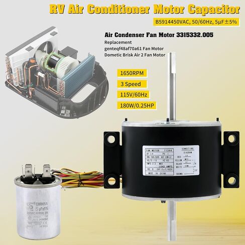 PIRIPARA 3315332.005، 3315332.005 استبدال محرك المروحة لمحرك مروحة genteq F48AF70A61، متوافق مع محرك مروحة Dometic Brisk Air II، استبدال OEM لـ Dometic 3315332.005-1/5 HP، 3 سرعات in Kuwait