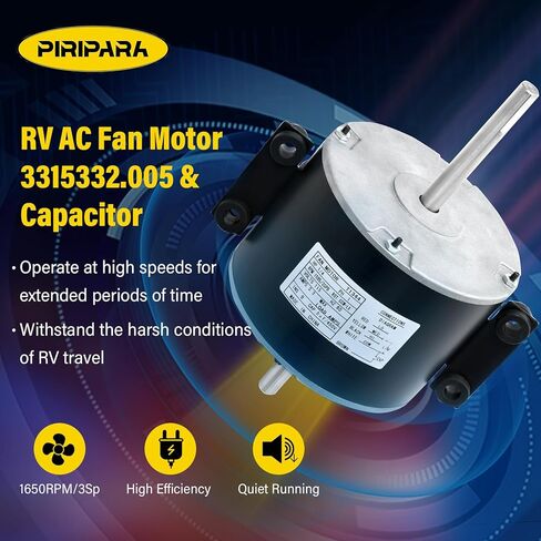 PIRIPARA 3315332.005، 3315332.005 استبدال محرك المروحة لمحرك مروحة genteq F48AF70A61، متوافق مع محرك مروحة Dometic Brisk Air II، استبدال OEM لـ Dometic 3315332.005-1/5 HP، 3 سرعات in Kuwait