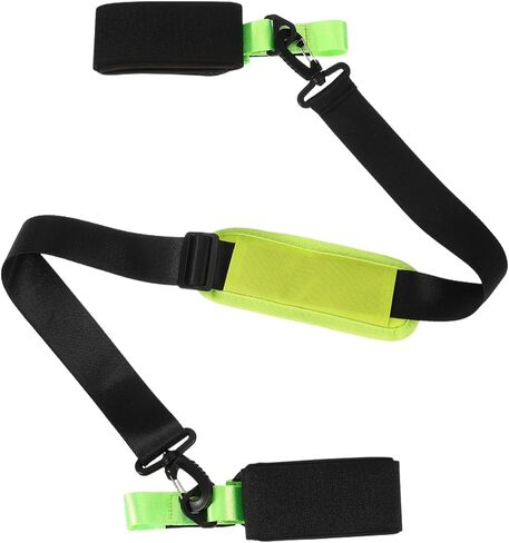 Ski Strap, Adjustable Nylon Ski Pole Carrier Shoulder Straps Hook and Loop with EVA Pad Black & Green & 49.6" - Fitting for (Winter Outdoor/Mountain/Downhill Skiing) in Saudi Arabia