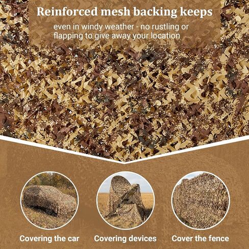 Chunful 20 x 13 ft 3D Car Camouflage Net, Woodland Hunting Camo Net, Military Grade Reinforced Tactical Cover for Hunt, Shoot, Shade & Outdoor Use, Includes Tie-Down Cords & Mesh Backing in Saudi Arabia