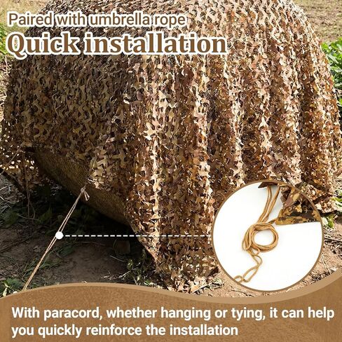 Chunful 20 x 13 ft 3D Car Camouflage Net, Woodland Hunting Camo Net, Military Grade Reinforced Tactical Cover for Hunt, Shoot, Shade & Outdoor Use, Includes Tie-Down Cords & Mesh Backing in Saudi Arabia