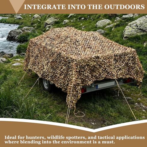 Chunful 20 x 13 ft 3D Car Camouflage Net, Woodland Hunting Camo Net, Military Grade Reinforced Tactical Cover for Hunt, Shoot, Shade & Outdoor Use, Includes Tie-Down Cords & Mesh Backing in Saudi Arabia