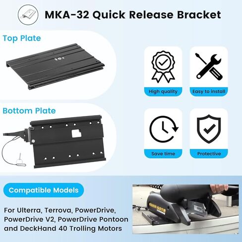Upgrade 1854060 MKA-32 Quick Release Bracket with Cover Fit for Minn Kota Ulterra, Terrova, PowerDrive, and Deckhand 40 Trolling Motor in Saudi Arabia