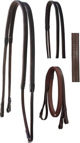 CHALLENGER 54" Horse English Brown Leather Flat Rubber Grip Training Reins 805LR20BR in Saudi Arabia