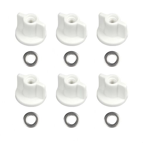 مجموعة 6 قطع من صواميل تركيب مقعد المرحاض M6 - صواميل بلاستيكية من البولي بروبيلين وغسالات من الفولاذ المقاوم للصدأ لتثبيت مفصل المرحاض بقفل علوي in Kuwait