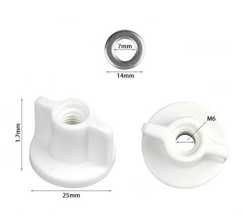 مجموعة 6 قطع من صواميل تركيب مقعد المرحاض M6 - صواميل بلاستيكية من البولي بروبيلين وغسالات من الفولاذ المقاوم للصدأ لتثبيت مفصل المرحاض بقفل علوي in Kuwait