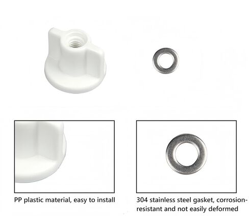 مجموعة 6 قطع من صواميل تركيب مقعد المرحاض M6 - صواميل بلاستيكية من البولي بروبيلين وغسالات من الفولاذ المقاوم للصدأ لتثبيت مفصل المرحاض بقفل علوي in Kuwait