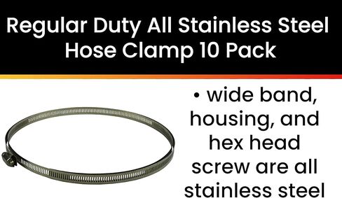 Pro Tie 33713-10 مشبك خرطوم مقاوم للصدأ للخدمة العادية، نطاق يتراوح من 1-5/8 بوصة إلى 16-1/2 بوصة، 10 عبوات in Kuwait