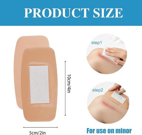 100 Extra Large Adhesive Bandage Patch 2’’x4’’ Plastic Waterproof Wound Dressing Bandages with Non-Stick Pad and 4 Sided Seal for First Aid Kit Wound Care in Saudi Arabia