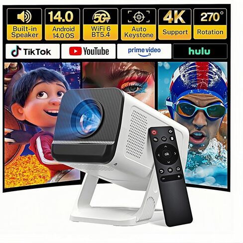 Projector Smart Android OS ، محلي 1080 بكسل كامل الدعم 4K الدعم 12000 ، التطبيقات المدمجة ، FOCUSER ELECTRY و AUTO KEYSTONE PORPERATION مع Dolby Sound ، WiFi & Bluetooth ، متوافق مع iOS/HDMI in Kuwait