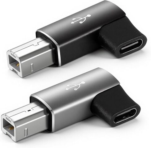 2 Pcs USB B to USB C Printer Adapter Midi to USB- C 90 Degree Right Angle Compatible with Printers Electric Piano Synthesizers and Devices with MIDI Port in Saudi Arabia